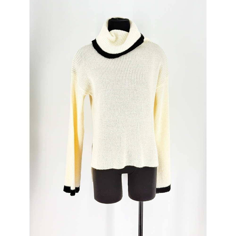 Lush Women Minimalist Cowl Neck Ribbed Knit Sweater Size S Office Professional